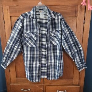 Carhartt Blue and White Plaid Casual Button Down Shirt